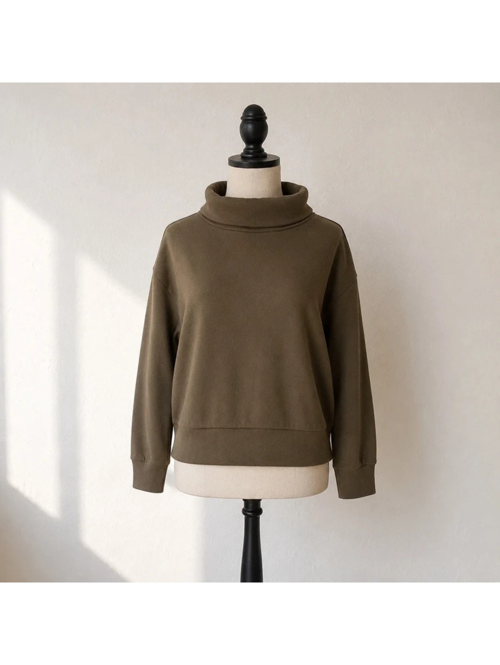 Zara Olive Brown Oversized Funnel Neck Sweatshirt Pullover Women M